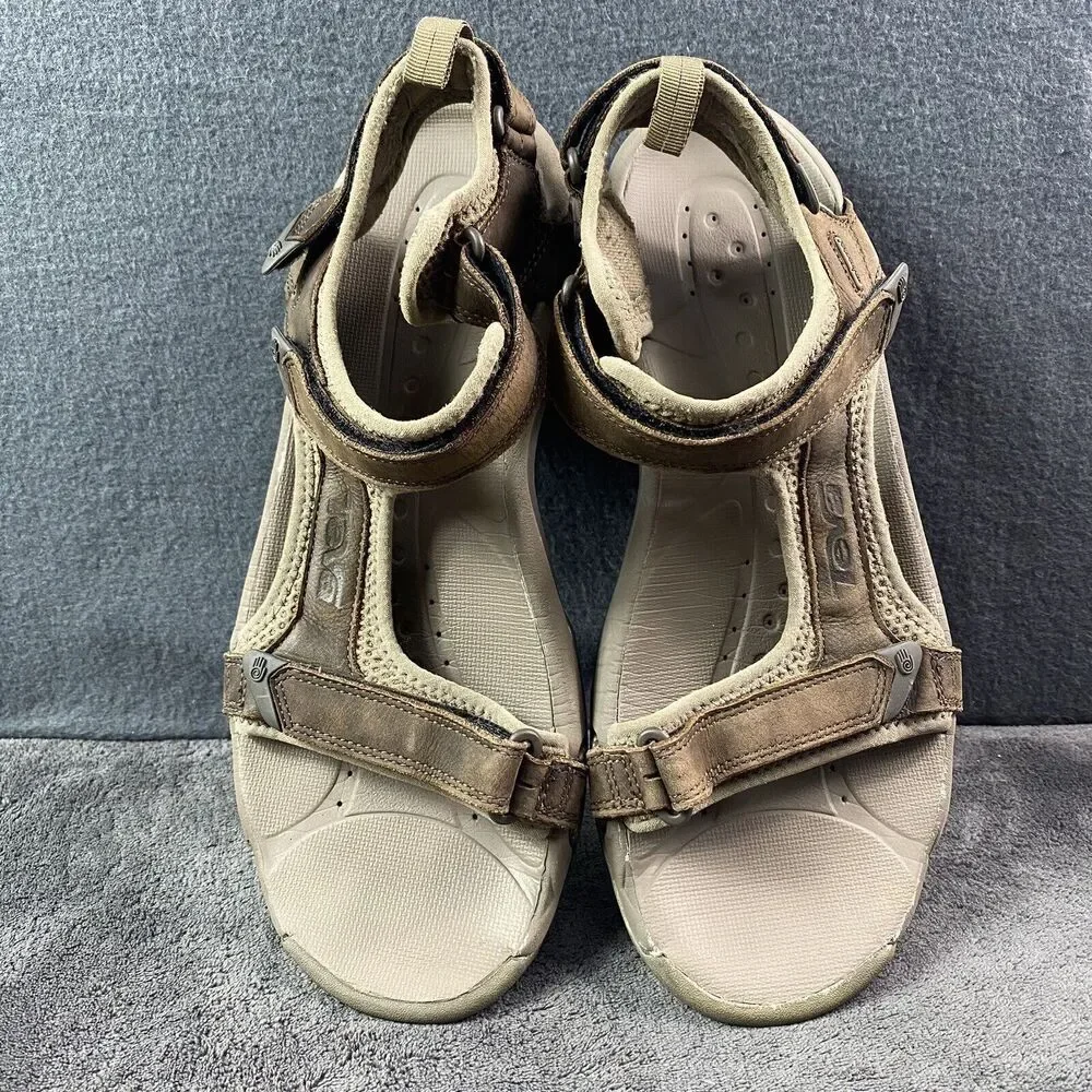 Teva Open Toachi S/N 4011 Sandals Leather Black Brown Men's Size 12 Hiking Walk